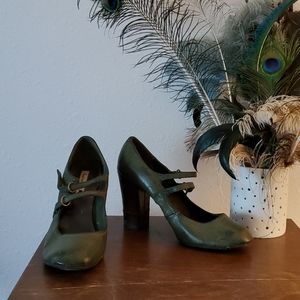 Sexy librarian stacked heels